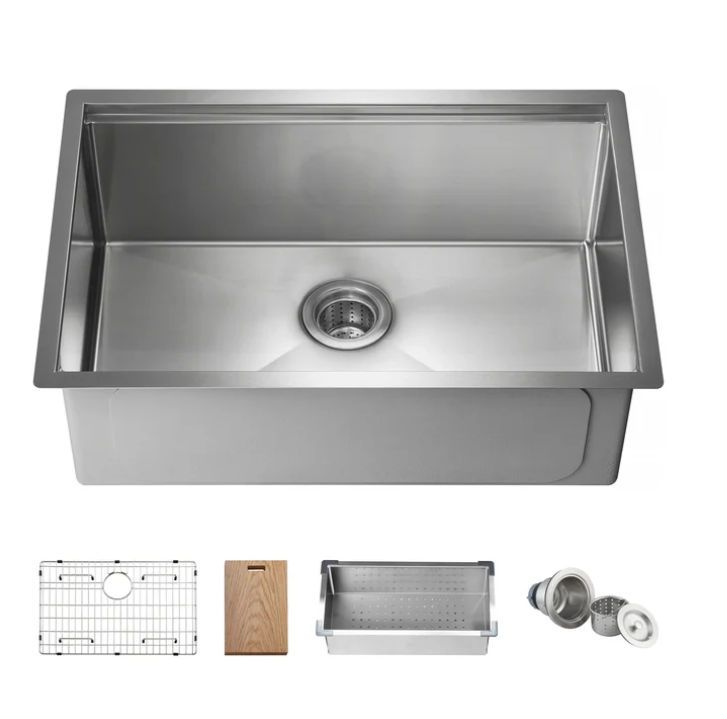 Thumbnail: 28" Undermount Single Bowl Stainless Steel Workstation Sink - C1-28ST