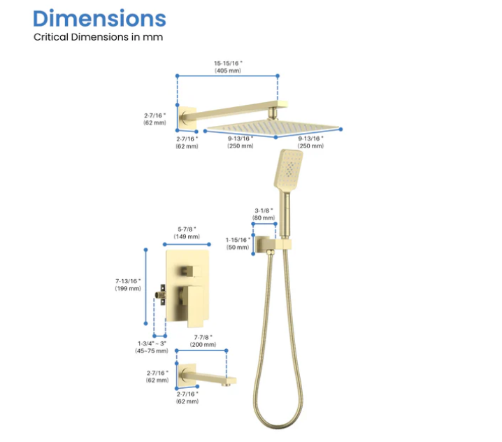 Thumbnail: Quadra Pressure Balanced 3-Function Wall Mount Shower System with Rough-In Valve