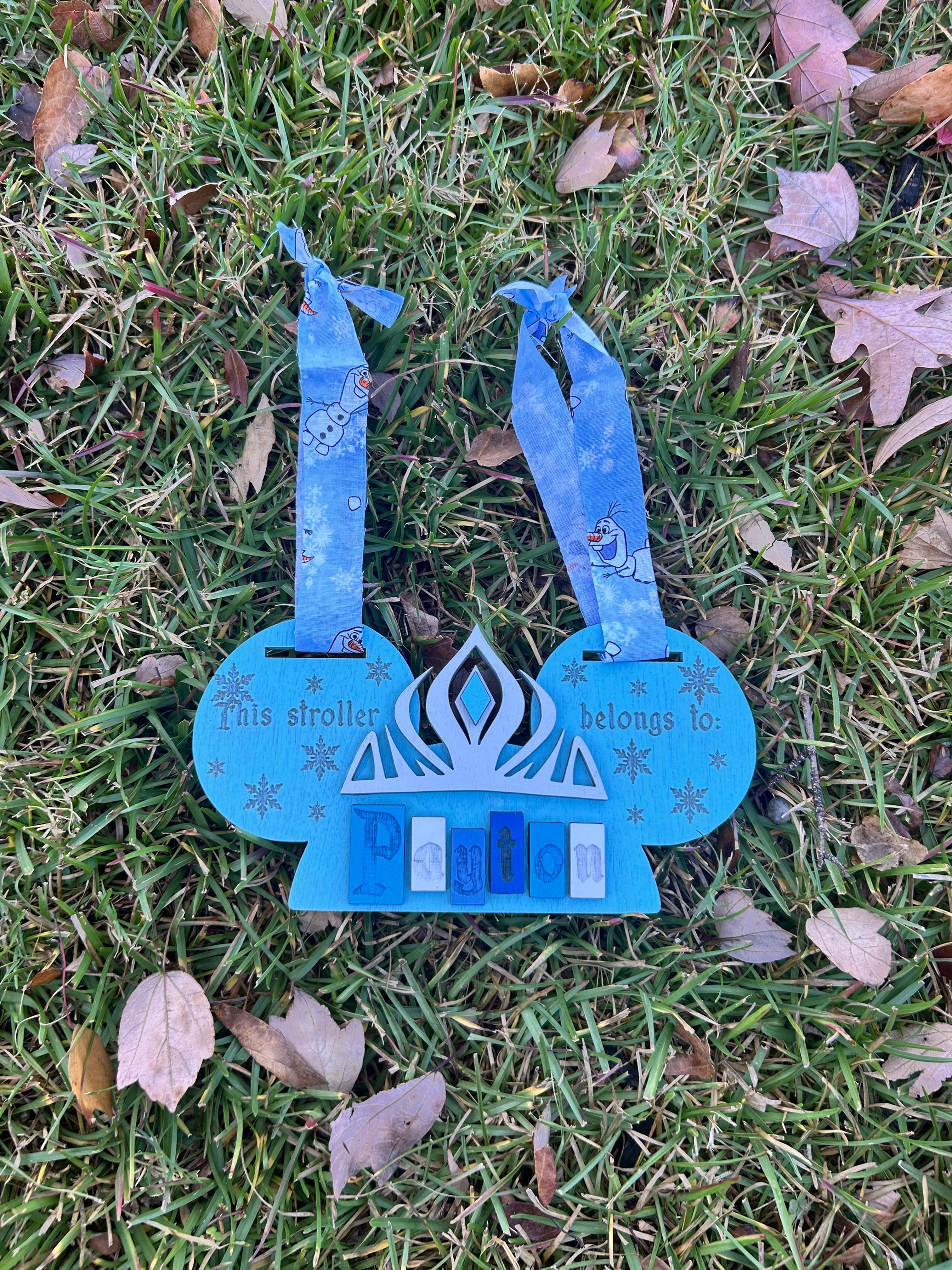 Elsa inspired stroller tag