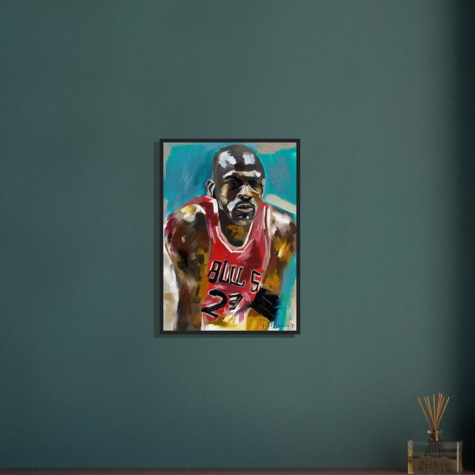 Thumbnail: Wooden Framed Michael Jordan Oil Paint Print Poster Option