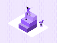 An illustration of a person climbing steps