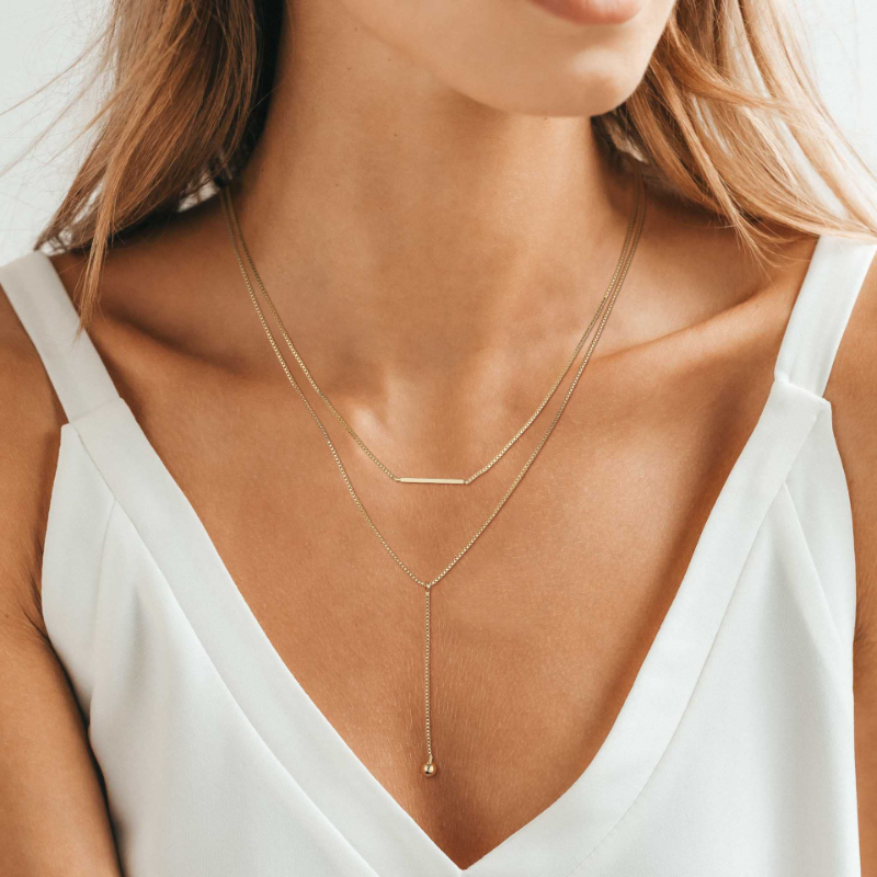 Dainty Long Necklace Gold Plated 2