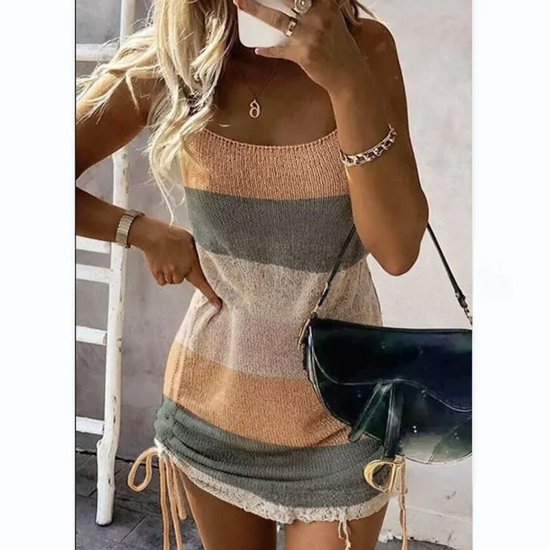 Thumbnail: Solid Sling Backless Dress 