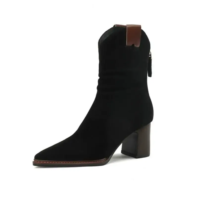 Thumbnail: Suede Low Heel Boots