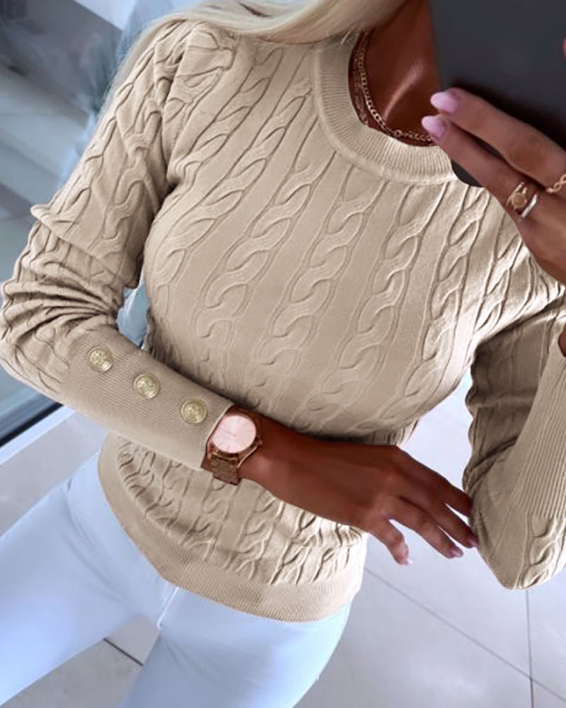 Thumbnail: Knitted Sweater White Cream