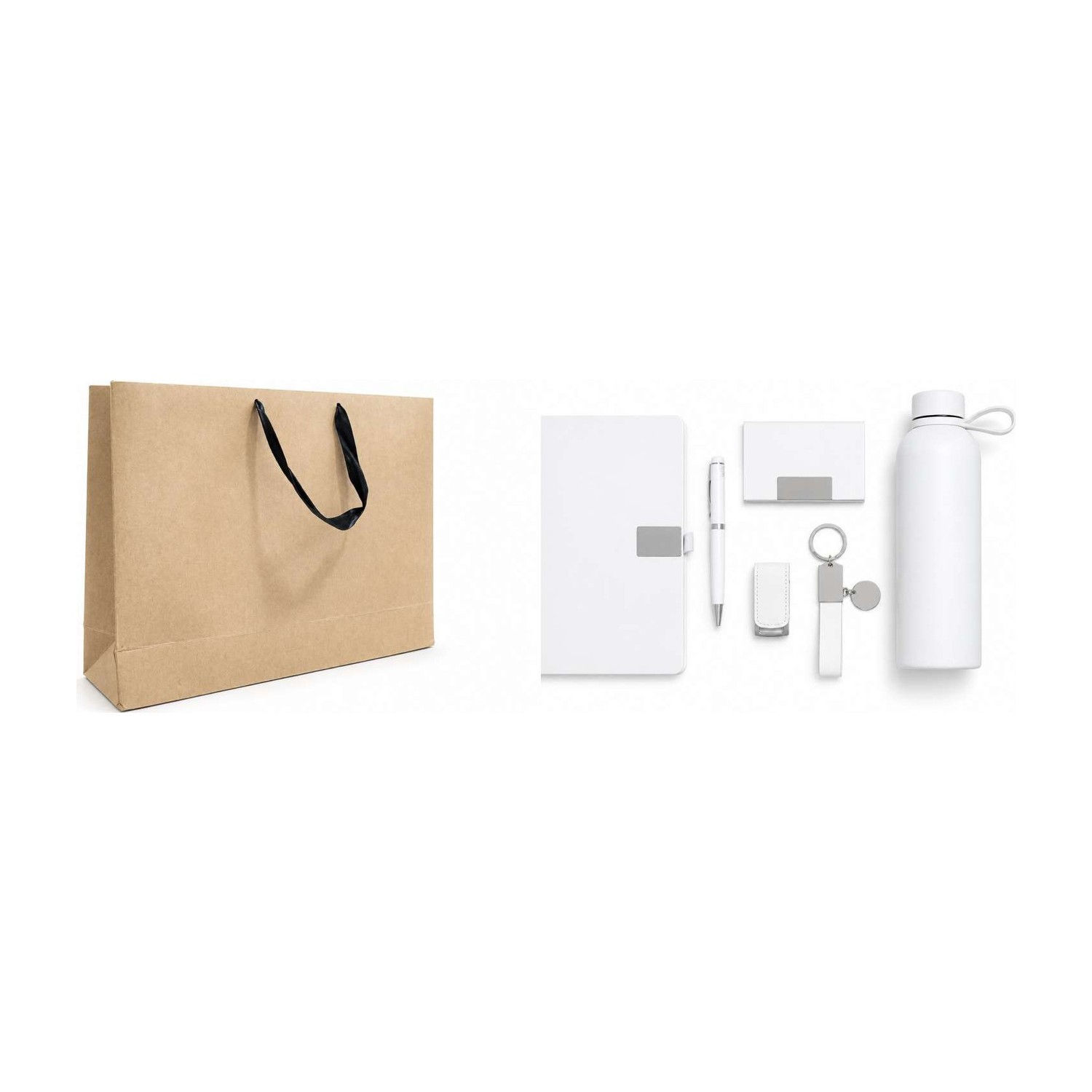 VIP26-32 -- White Flask Kraft Bag Set