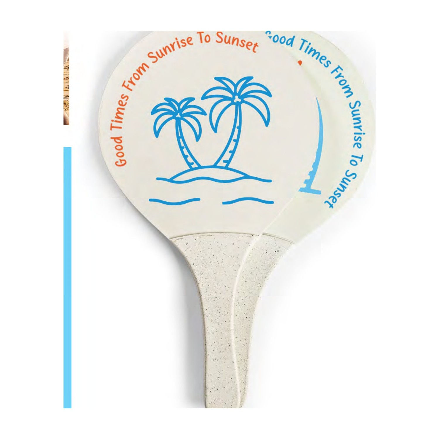 Round Wheat Wood Beach Racket Set - 47.5 cm - corporate gift set