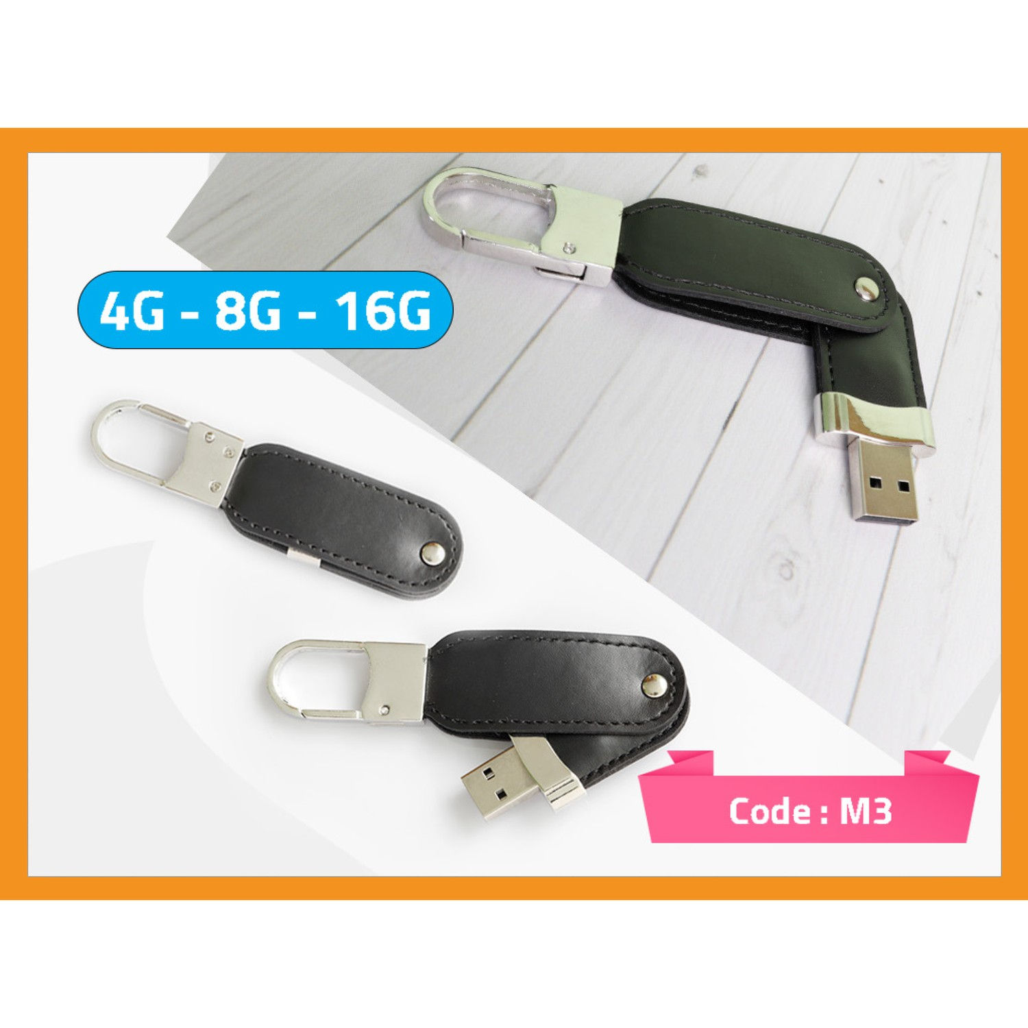 M3 -- Leather Carabiner USB Flash