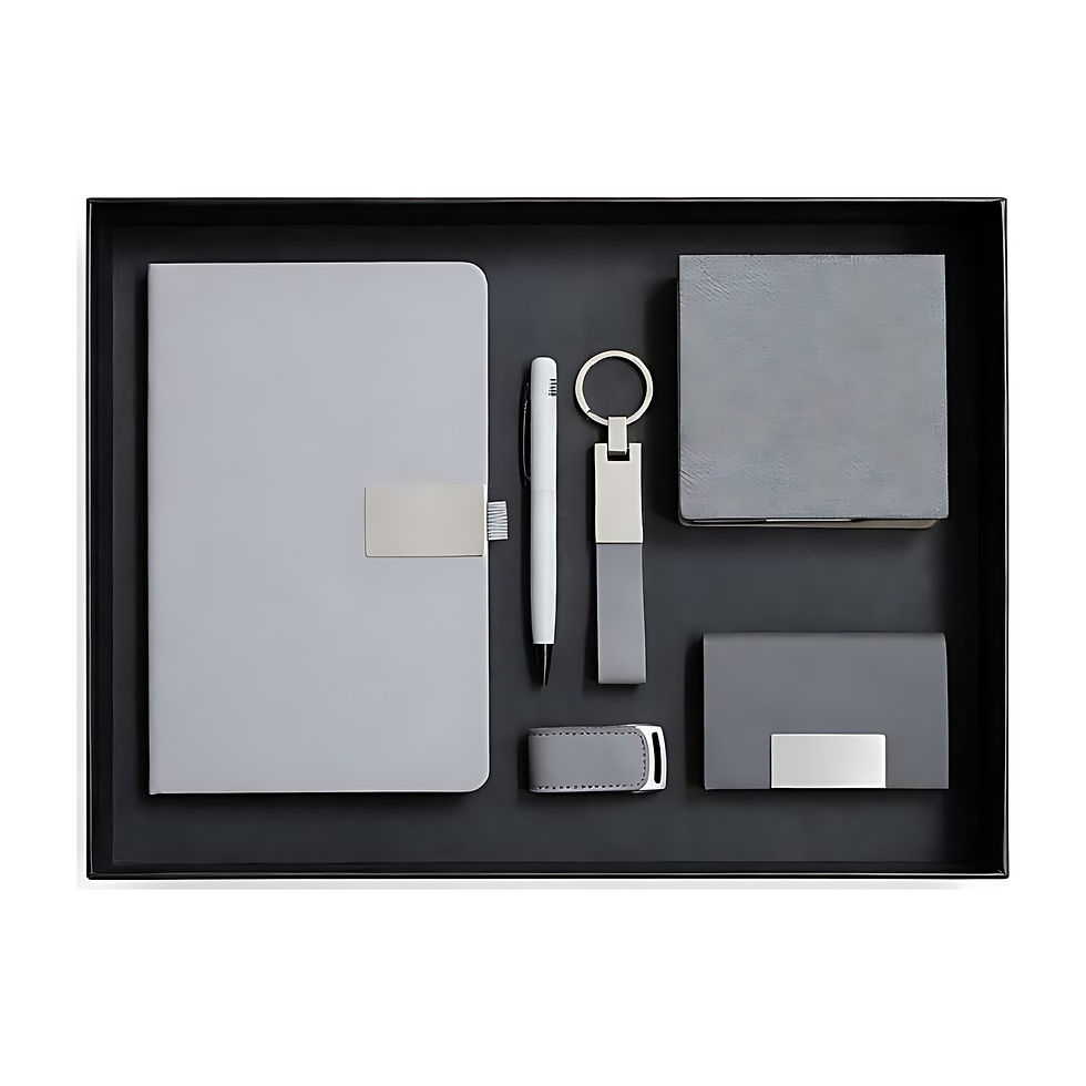 Grey USB and Card Holder Business Box Set - metal, A5 - corporate gift set