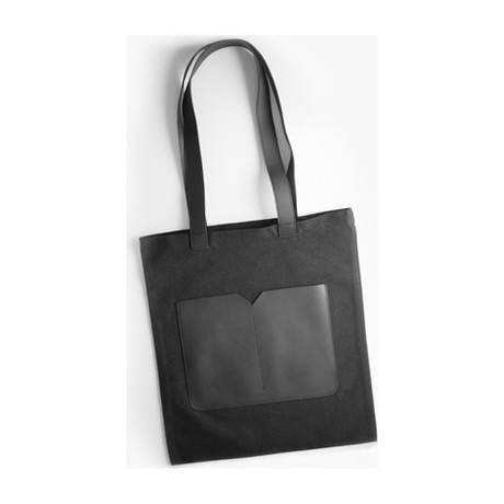 Black Leather Canvas Tote Bag — TePee - X