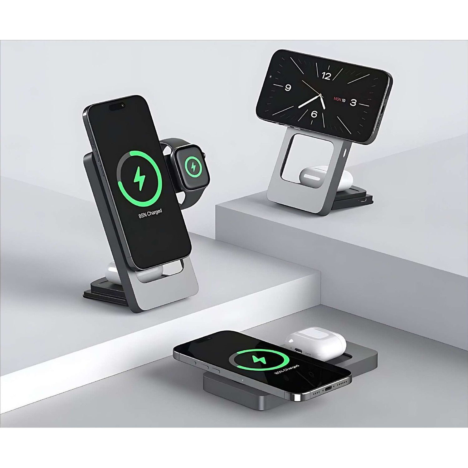 WL200 -- Foldable 3-in-1 Aluminium Wireless Charging Station