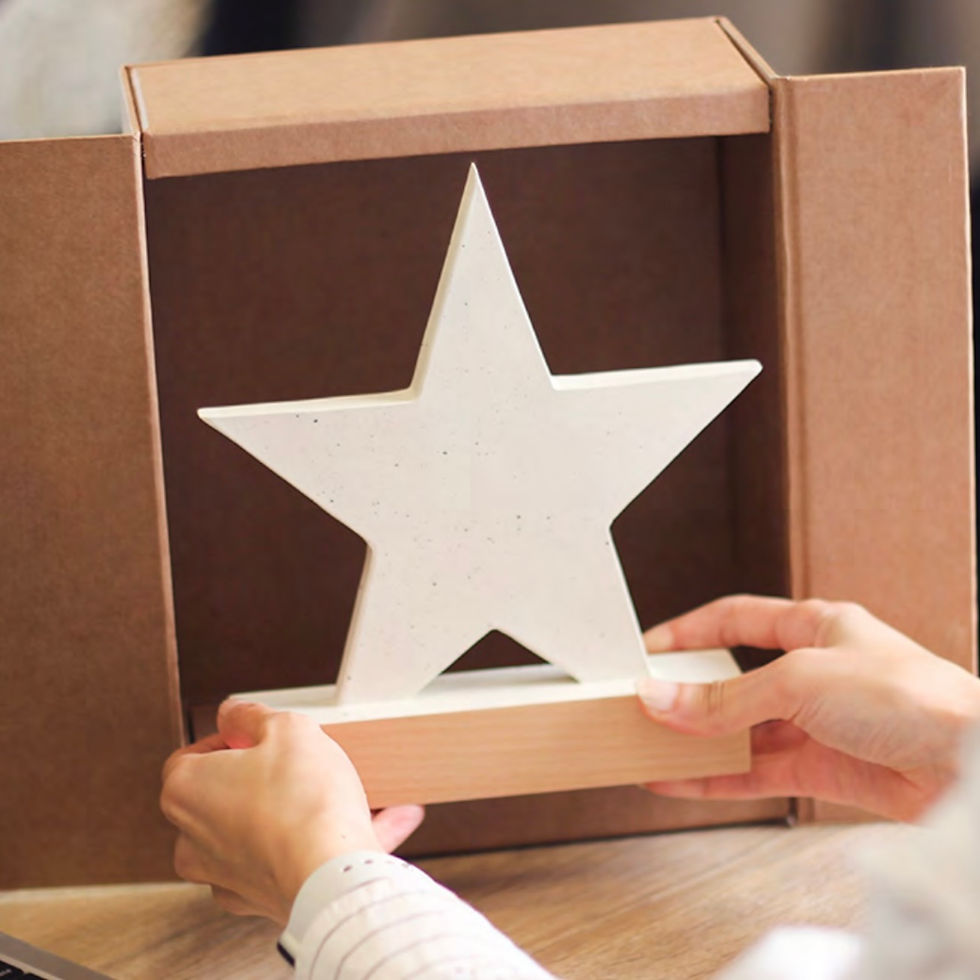 Star Eco-Friendly Trophy - sustainable wood - corporate gift, laser engraved