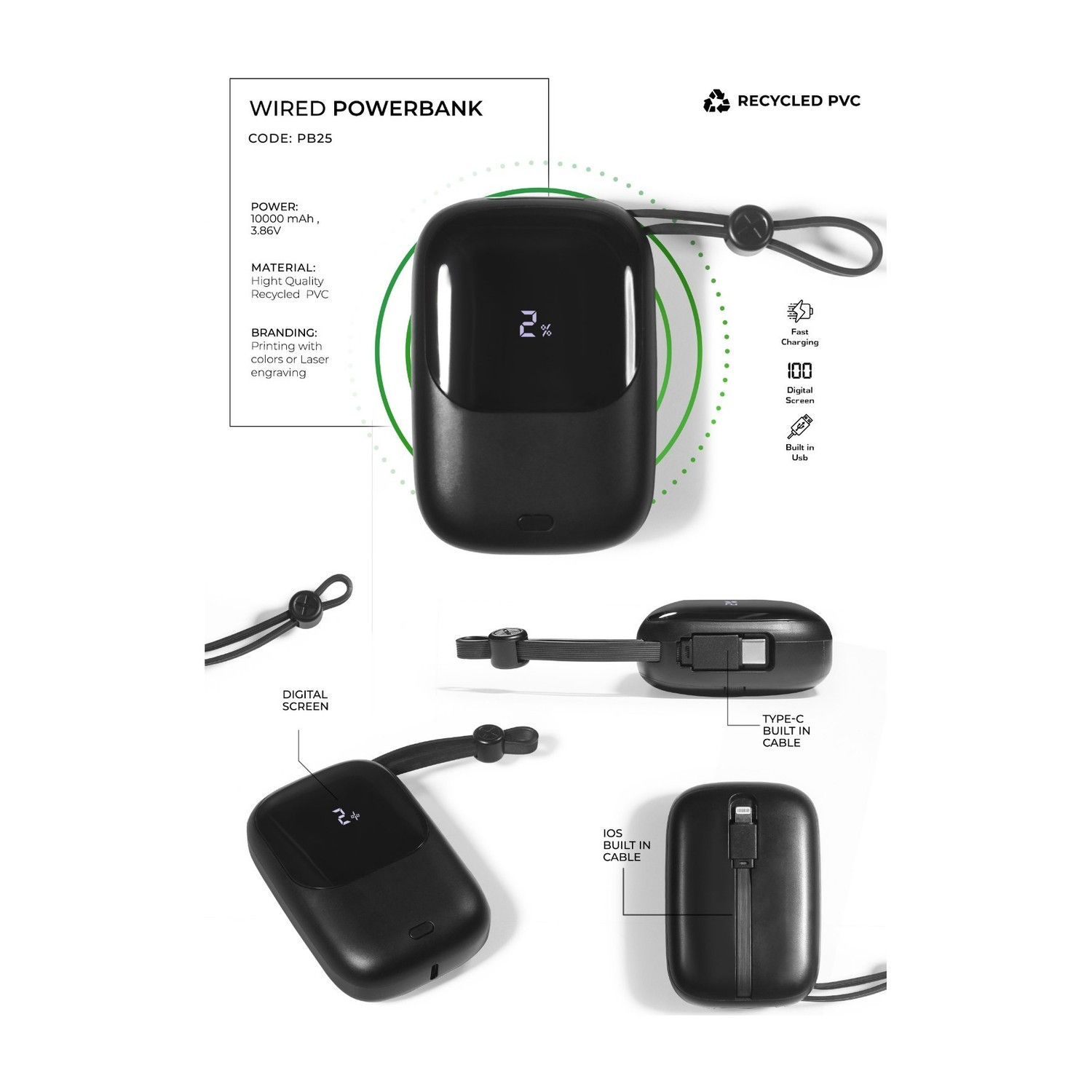 PB-26 -- Recycled Wired Power Bank