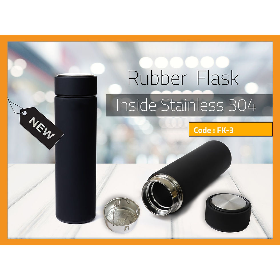 Rubber Stainless Flask - stainless steel - corporate gift, UV printed