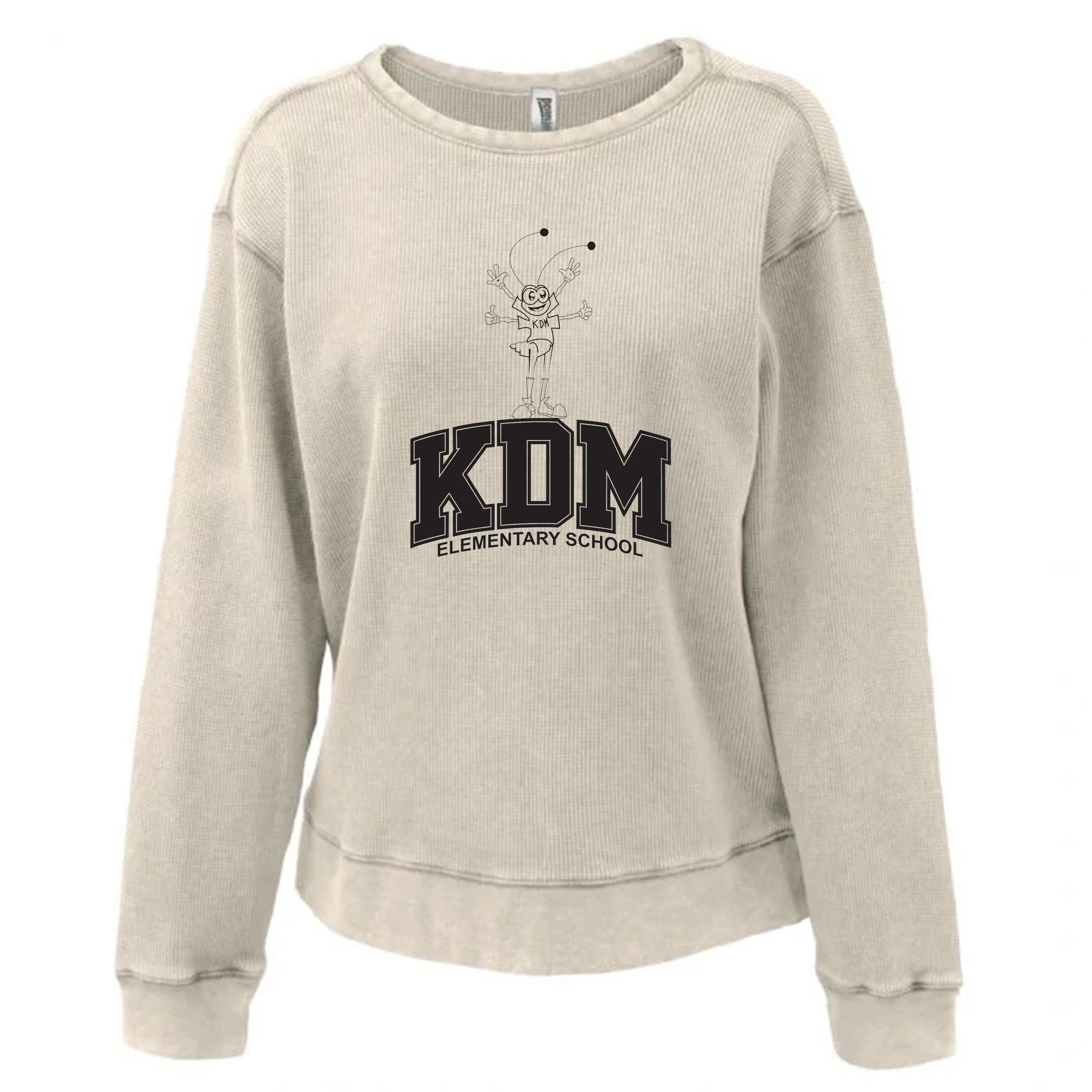 KDM Women's Mini Waffle Crewneck Sweatshirt