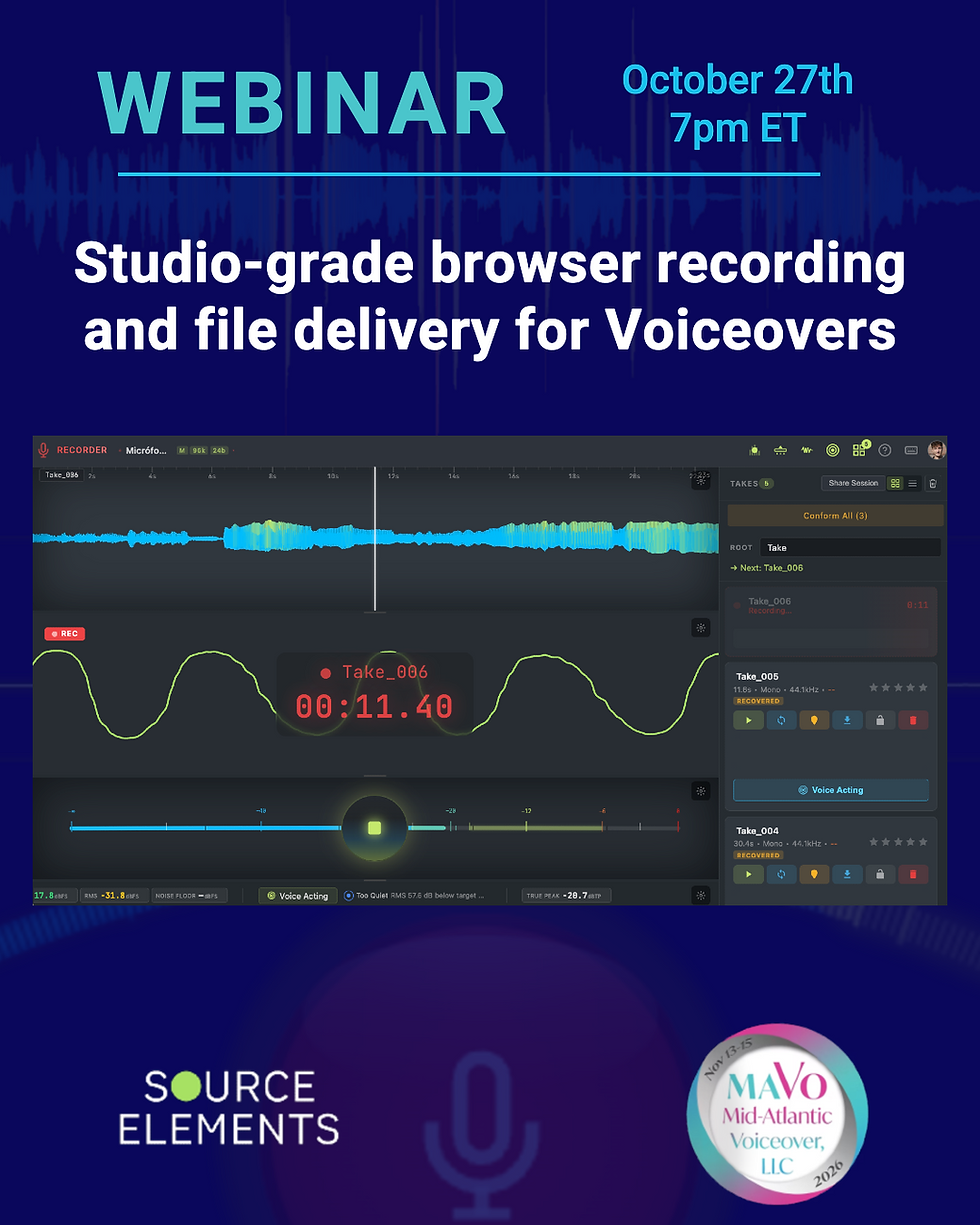Webinar: Source Elements - Studio-grade browser recording and file delivery for VO