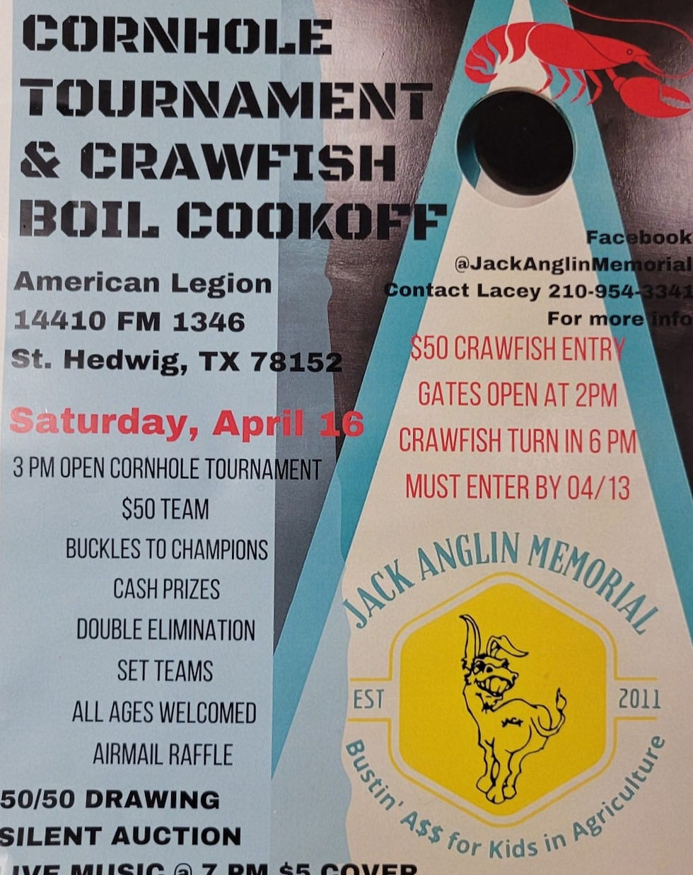 Jack Anglin Cornhole Tournament and Crawfish Boil