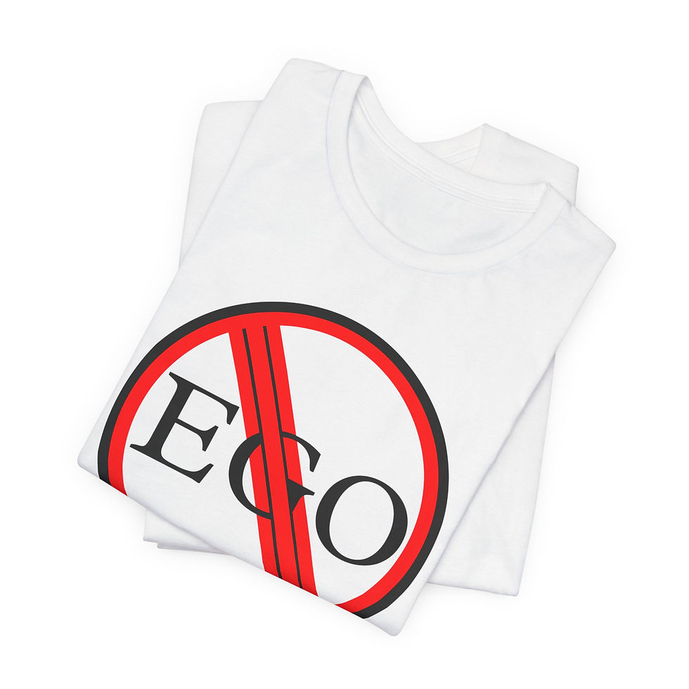 Thumbnail: Flat Lay of a White No Ego Graphic Unisex T-Shirt – Minimalist Mindset Streetwear Shirt Bella+Canvas 3001