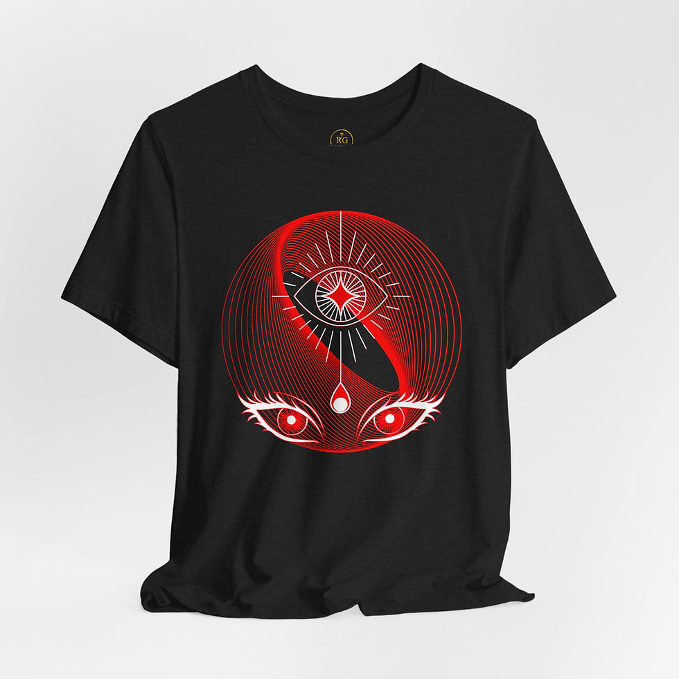 Black Cosmic Third Eye Red Graphic Unisex T-Shirt | Spiritual Mystical Tee by Royal Tees Grace.