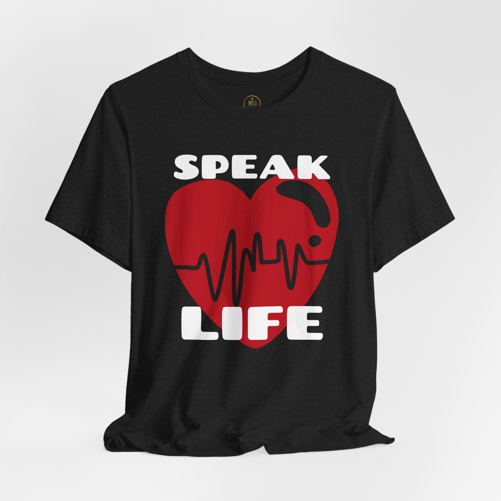 Black Speak Life Heartbeat Graphic Unisex T-Shirt by Royal Tees Grace.