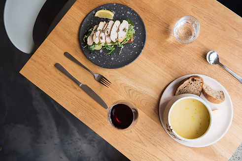 Food photography for FINT, Leeds | Salad and soup on Nordic table