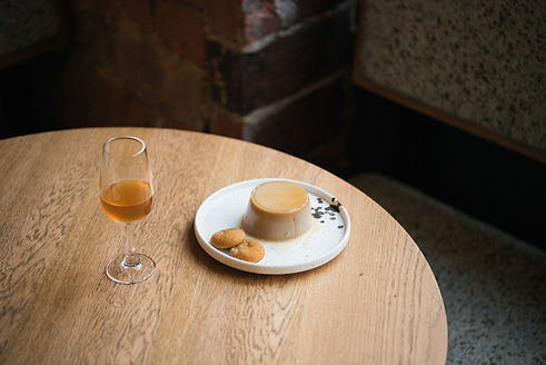 Food photography for FINT, Leeds | Dessert and glass of dessert wine