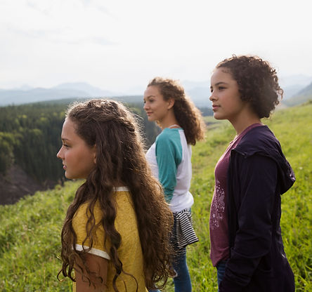 girls exploring the great outdoors on a hiking field trip