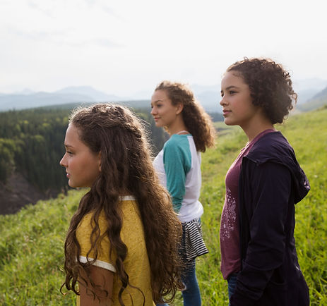 girls exploring the great outdoors on a hiking field trip