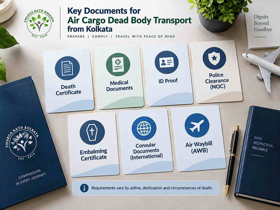 Documents required for air cargo dead body transport from Kolkata.