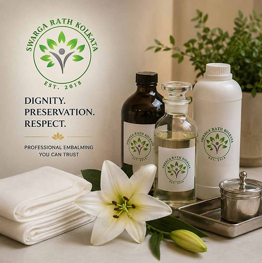 Professional embalming and body preservation service in Kolkata with dignified preparation and preservation supplies.