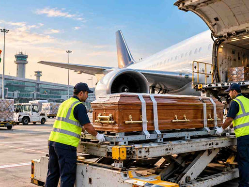 Dead body being transported by air cargo at an Indian airport.