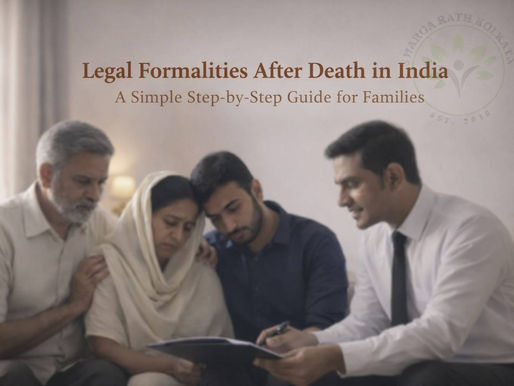 Family receiving professional guidance on legal formalities after death in India.