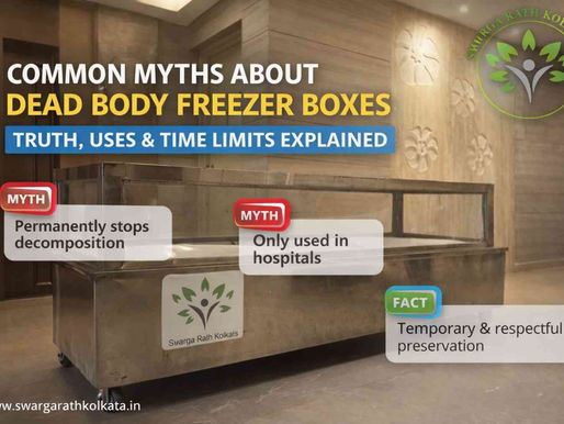 Dead body freezer box setup in a clean home environment showing myths and facts about freezer box usage for temporary preservation.