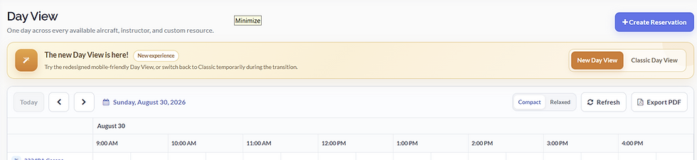 New PilotSchedule Day View with mobile-friendly schedule, compact view, and Classic Day View toggle