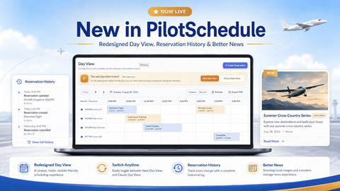 PilotSchedule new features including redesigned Day View, reservation history, and improved News with cover images