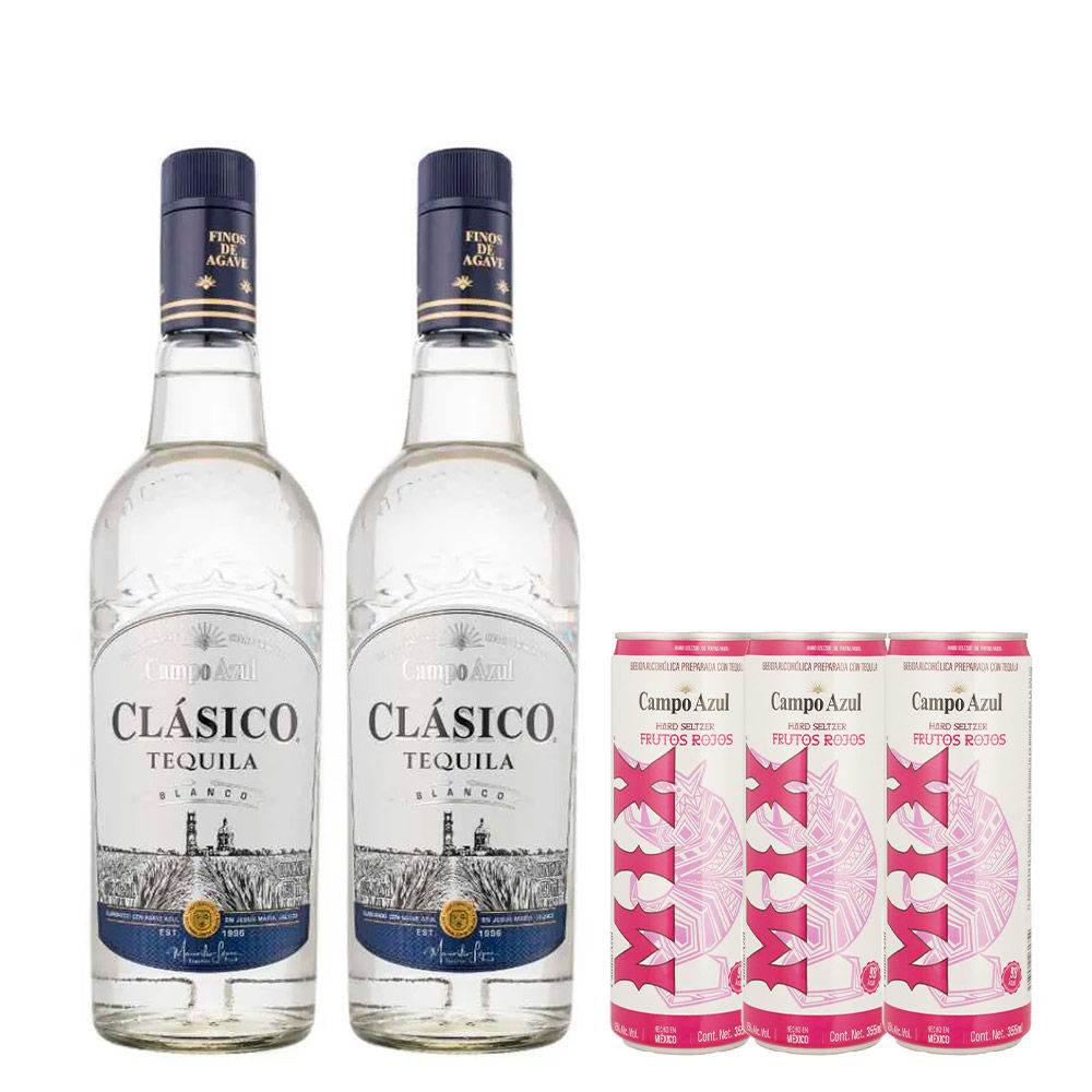 Kit Duo Campo Azul Blanco Clásico 750ml + 3 Latas Campo Frutos Rojos 355ml