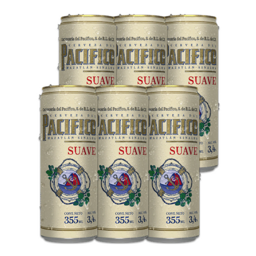 6 Pack Cerveza Pacífico Suave Lata 355ml | consuvino