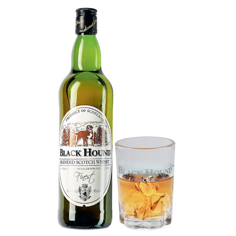 Whisky Black Hound Finest Blended Scotch 750 ml + Vaso