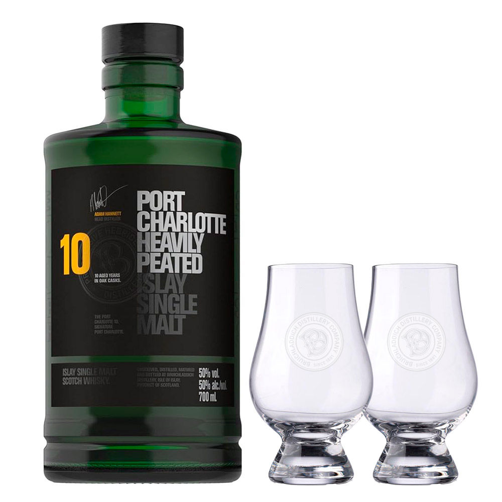 Kit Whisky Bruichladdich Pory Charlotte 700ml Con 2 Copas Logo B