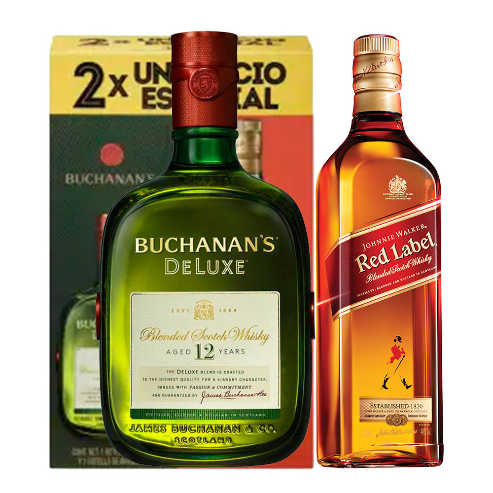 Whisky Johnnie Walker Etiqueta Roja 700 ml + Buchanans 12 Años 750 ml