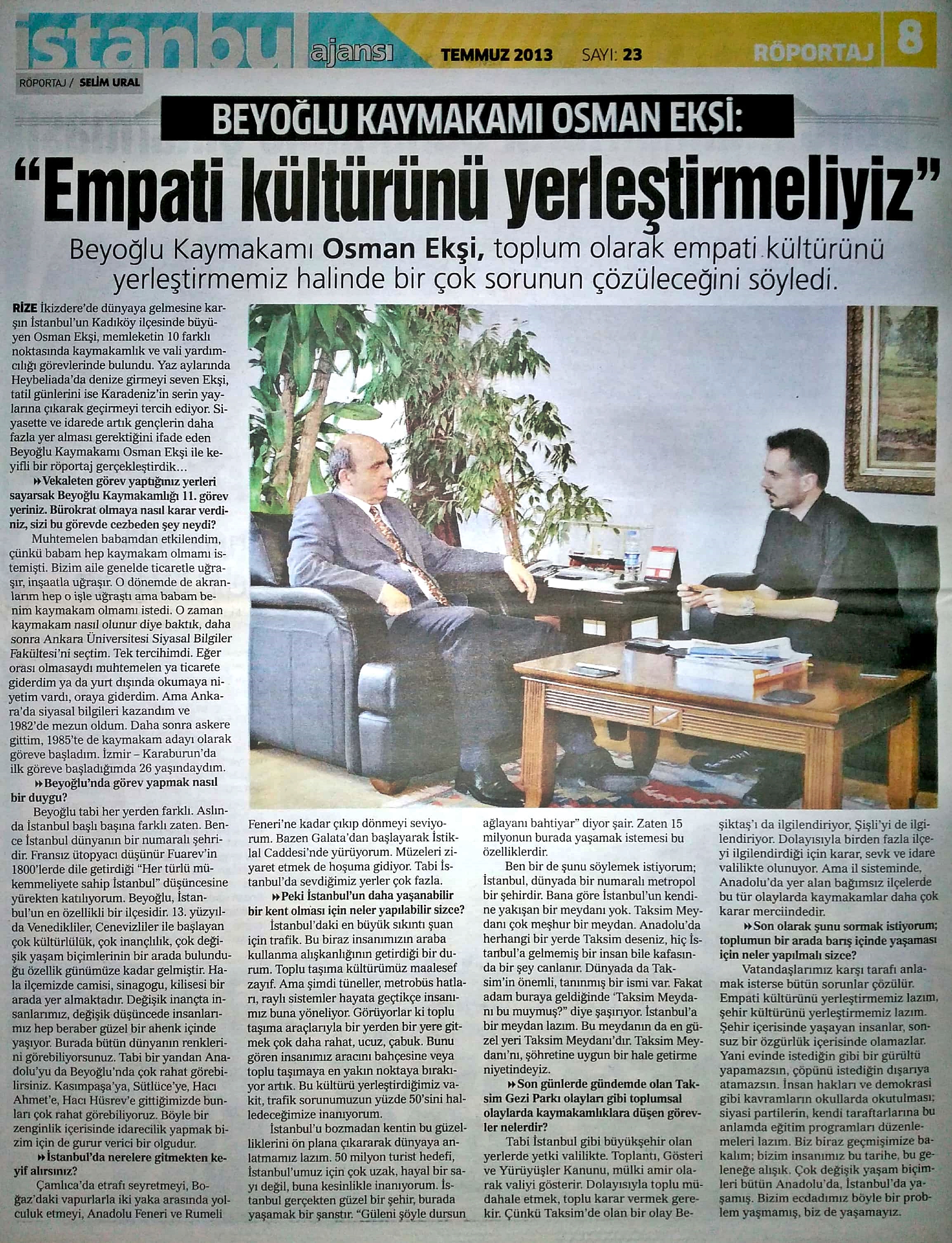 Beyoğlu Kaymakamı Osman Ekşi