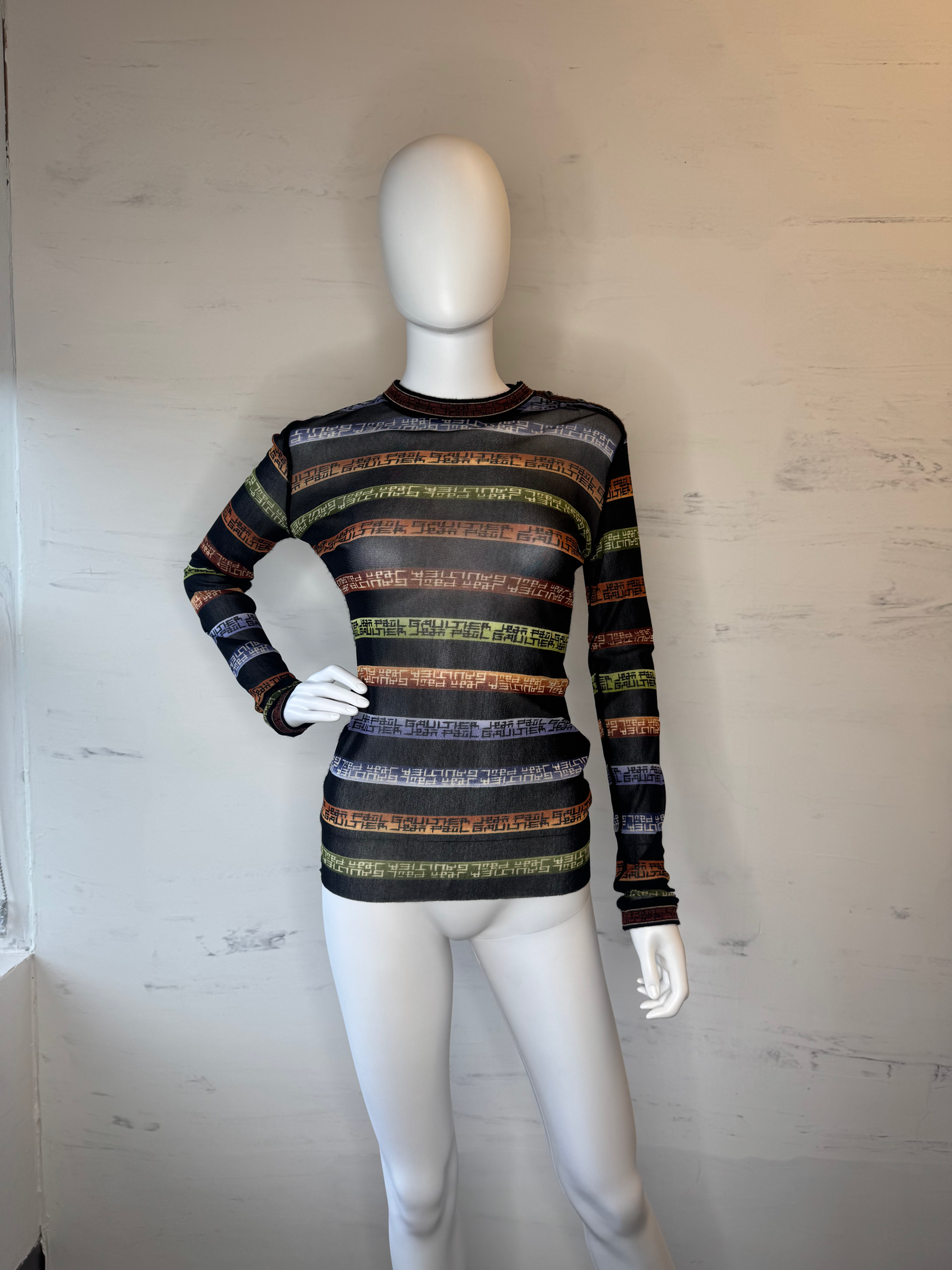 Jean Paul Gaultier Striped Mesh Top