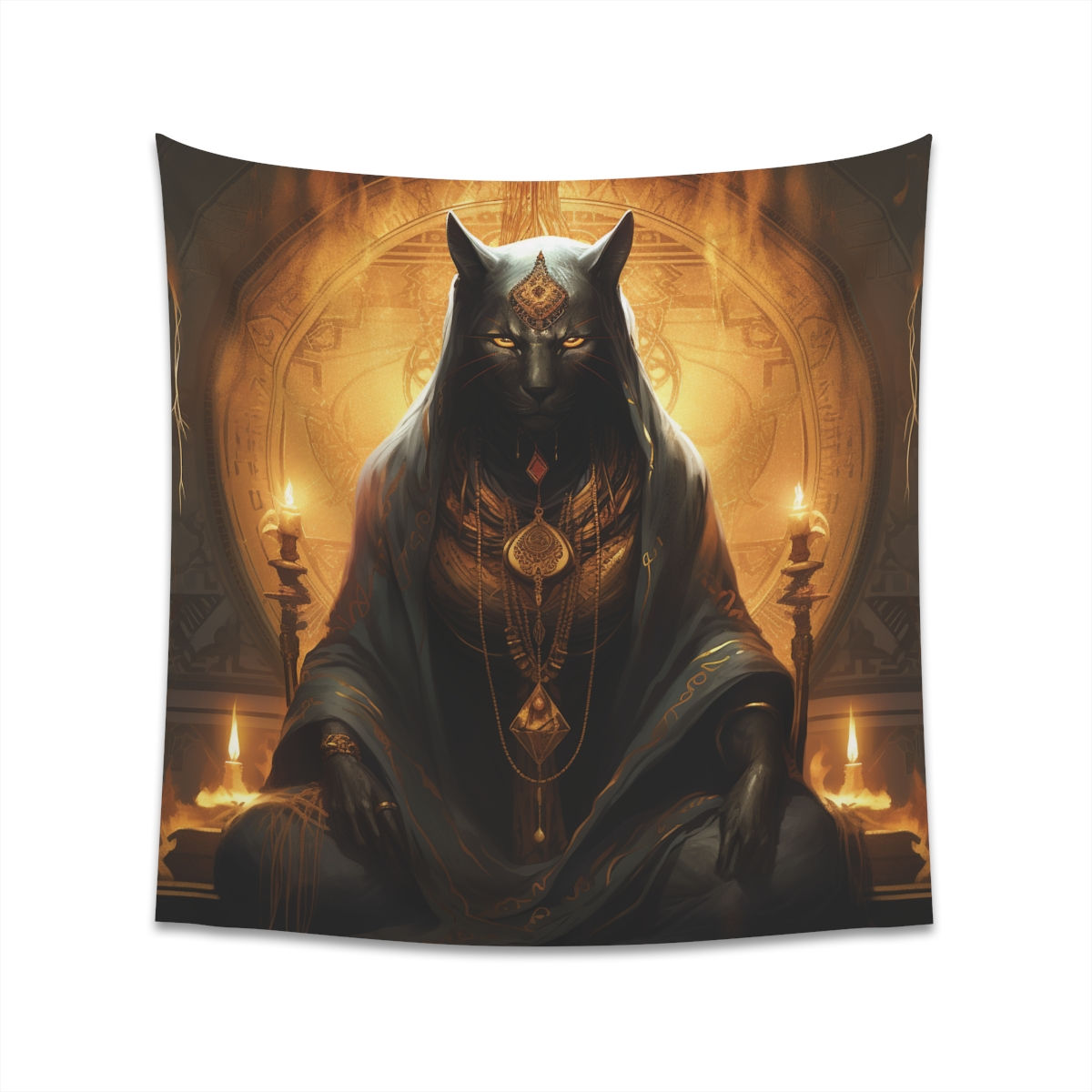 "Magick of Bastet" Egyptian Kemetic Goddess Tapestry