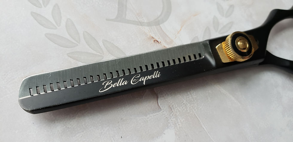 Thumbnail: Bella Capelli 6" Black Powder Coat Professional Hairdressing Shear Combo Bianco Instruments