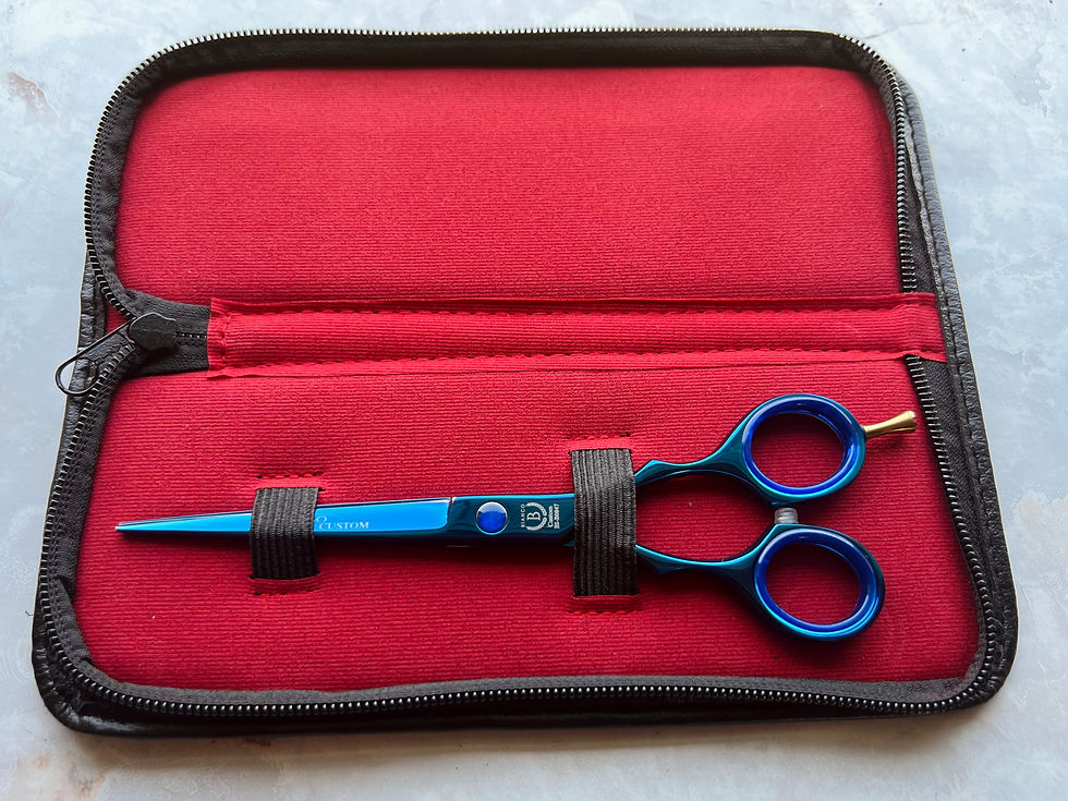 Thumbnail: BI-0847T  7" Custom Titanium Blue Hair Cutting Shear with Removable Finger Rest Bianco Instruments