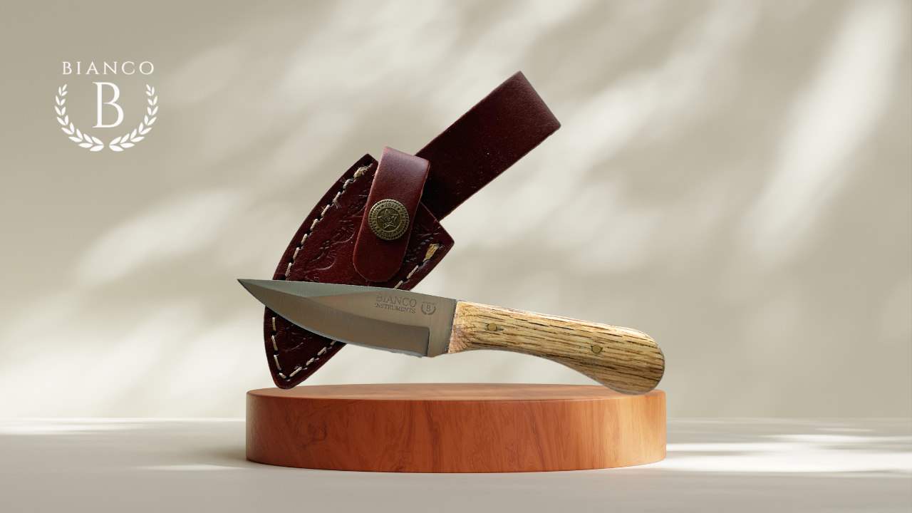BI-089 Custom Hunting Knife - Hickory Wood -Compact & Ready for the Hunt