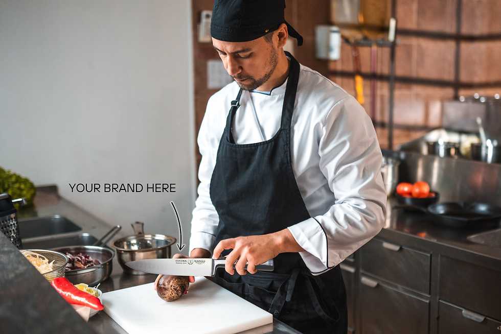 Thumbnail: chef using private label knife set