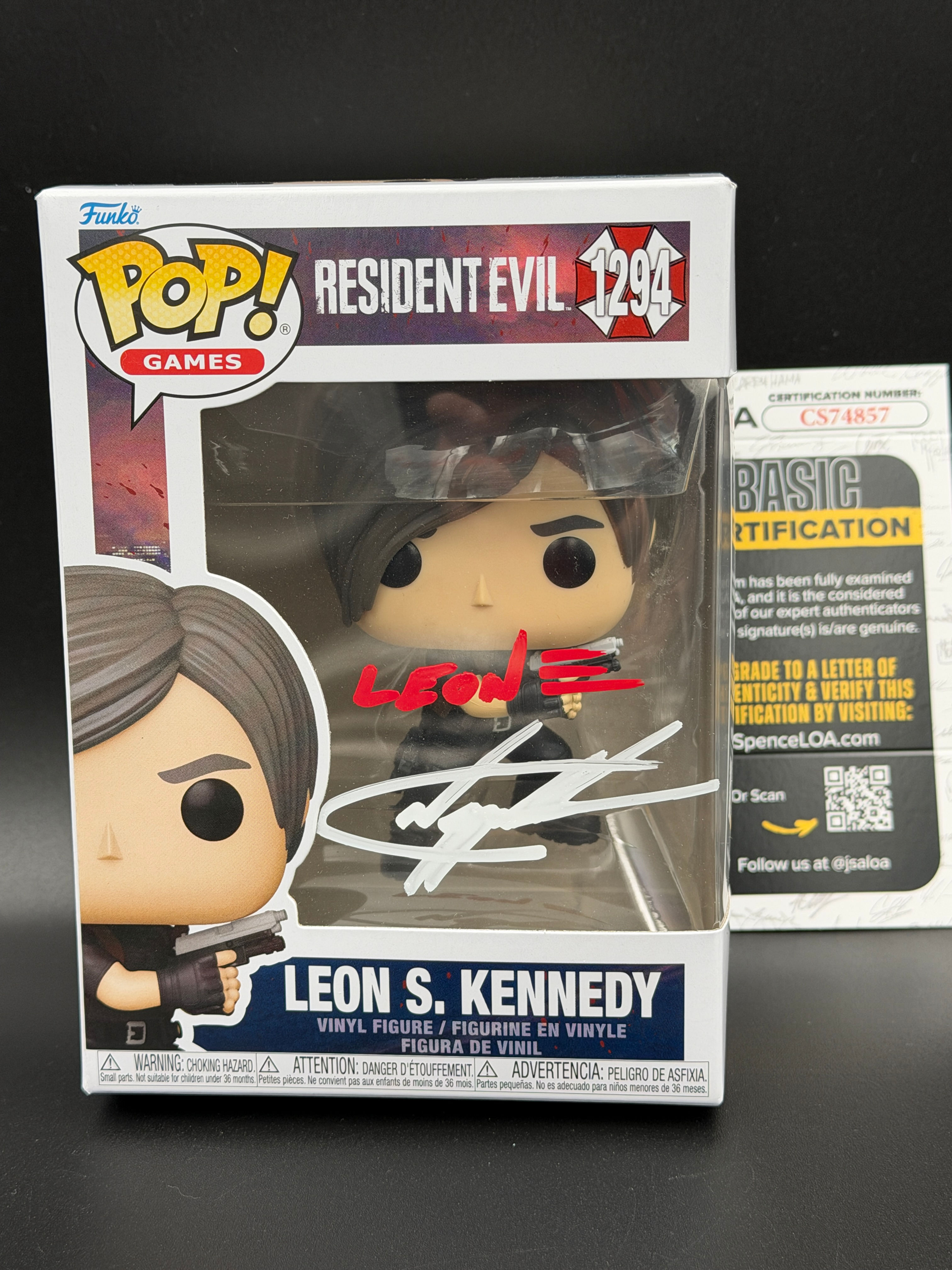 Resident Evil: Leon S Kennedy Funko Pop! #1294 Signed Nick Apostolides JSA COA