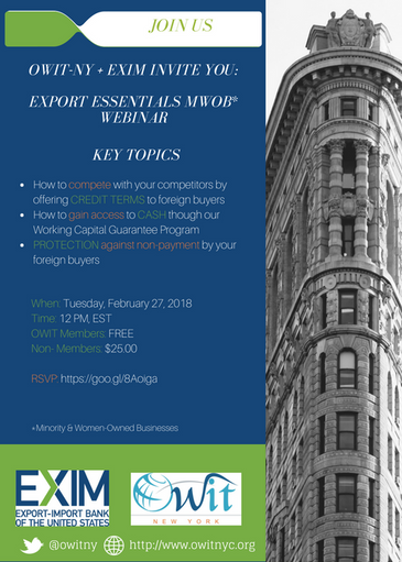 EXPORT ESSENTIALS MWOB WEBINAR// OWIT-NY + EXIM BANK