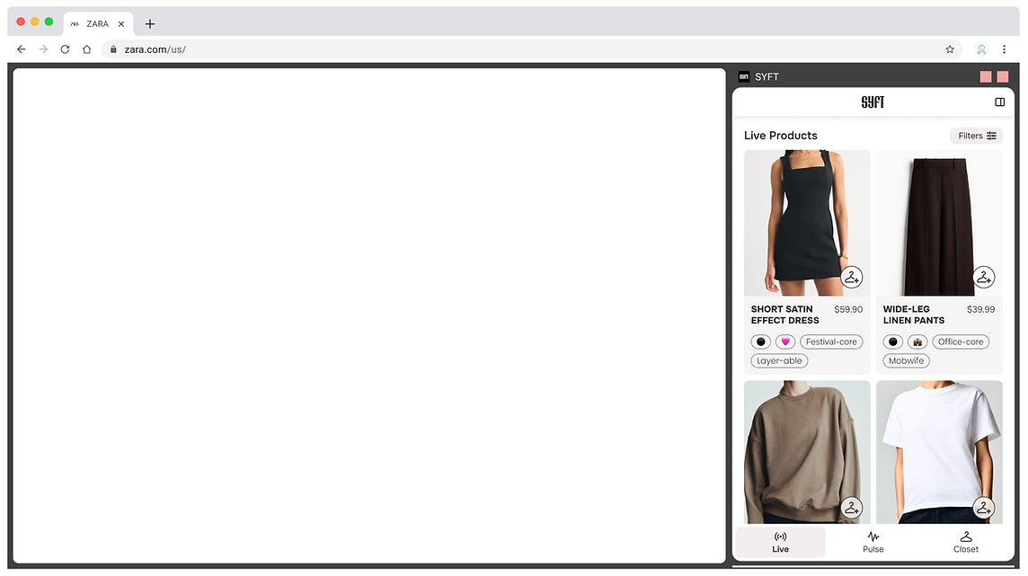 The final product card displaying four products in a grid on the website extension.